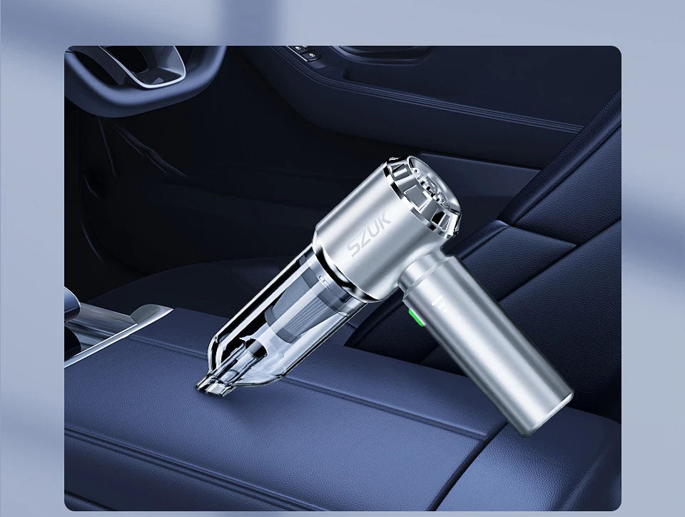 Aspirador Portátil SZUK 180000PA - Sem Fios, para Casa e Carro com Carregamento Rápido Aspirador Portátil SZUK 180000PA - Sem Fios, para Casa e Carro com Carregamento Rápido